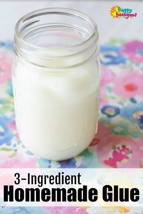 How to make Homemade Glue with 3 kitchen ingredient! This glue recipe is easy to make, and great for paper crafts or preschool craft projects! All you need is corn syrup, corn start, vinegar and water. #HappyHooligans #KidsArt #KidsCrafts #HomemadeArtSupplies #ToddlerCrafts #PreschoolCrafts #DaycareCrafts #CraftHacks #CraftRecipes Home Made Glue, Homemade Glue, Glue Recipe, How To Make Glue, My Crazy Good Life, Diy Glue, Homemade Paint, Kitchen Ingredients, Preschool Craft