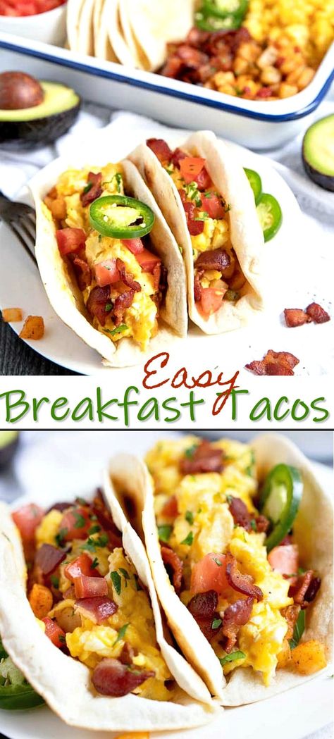 Stroganoff Crockpot, Breakfast Tacos Recipe, Tacos Easy, Golden Potatoes, Potatoes Crispy, Fluffy Scrambled Eggs, Easy To Make Breakfast, Bacon Eggs, Make Breakfast