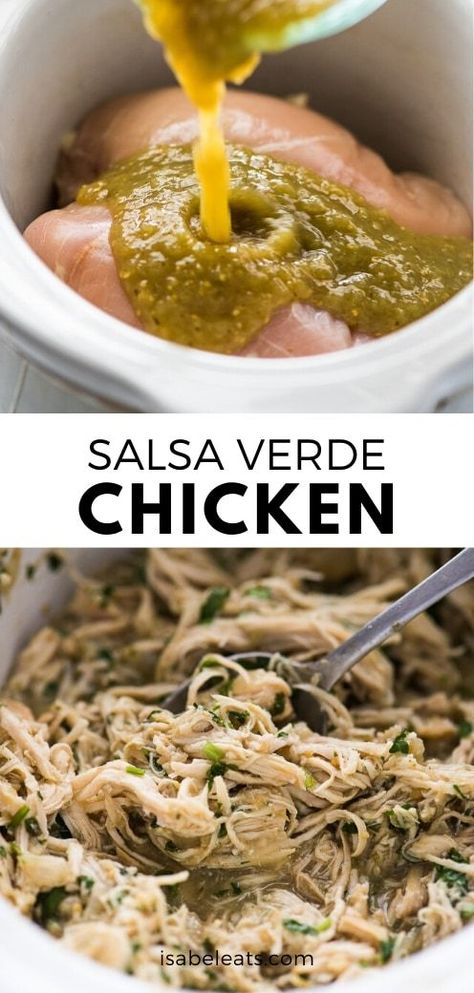 Slow Cooker Salsa Verde Chicken, Salsa Verde Chicken Recipe, Easy Salsa Verde, Isabel Eats, Slow Cooker Salsa, Spanish Foods, Verde Chicken, Salsa Verde Chicken, Easy Salsa