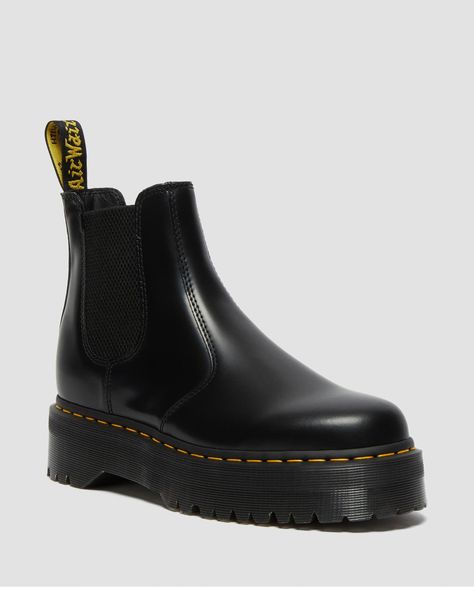 Shop 2976 Smooth Leather Platform Chelsea Boots in Black at Dr. Martens. Free delivery on orders over $50 2976 Women's Smooth Leather Chelsea Boots, Dr Martin Chelsea Boots, Doc Martens Chelsea Boot, Dr Martens Chelsea Boots, 2976 Chelsea Boots, Dr Martens Chelsea, Dr Martens 2976, Chelsea Boots Style, Platform Chelsea Boots