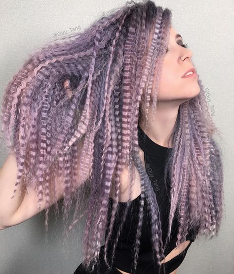 Crimped hair is making a big comeback. But this post-80s go around is serving up some styles we’ve never seen before. What tops the list? Colorful crimped hair and crimped updos are the current new faves. Crimped Hair Styles Crimping in hair styling creates a fancy texture, builds up and helps to maintain volume of … Hair Crimper, Crimped Hair, 80s Hair, Hair Color Purple, Trending Hairstyles, Grunge Hair, Big Hair, Short Hairstyles For Women, Purple Hair