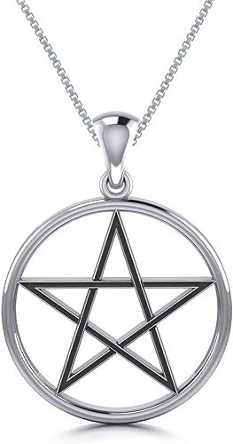 Jewelry Trends Sterling Silver Pentacle Pentagram Black Star Pendant Necklace 18" Pentacle Jewelry, Pentagram Jewelry, Circle Border, Stone Jewellery Designs, Celtic Pendant, Pentacles, Opal Pendant Necklace, Pewter Pendant, Star Pendant Necklace