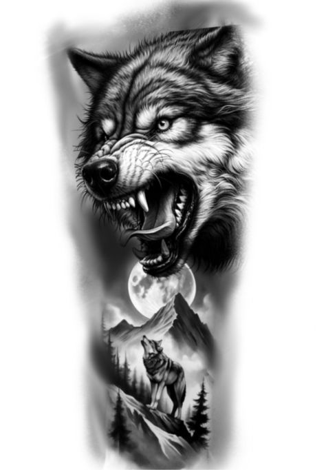 Wolf Warrior Tattoo, Wolf Tattoo Stencil, Werewolf Tattoo, Big Cat Tattoo, Wolf Tattoo Sleeve, Cool Tattoo Drawings, Special Tattoos, Animal Stencil, Tattoo Templates