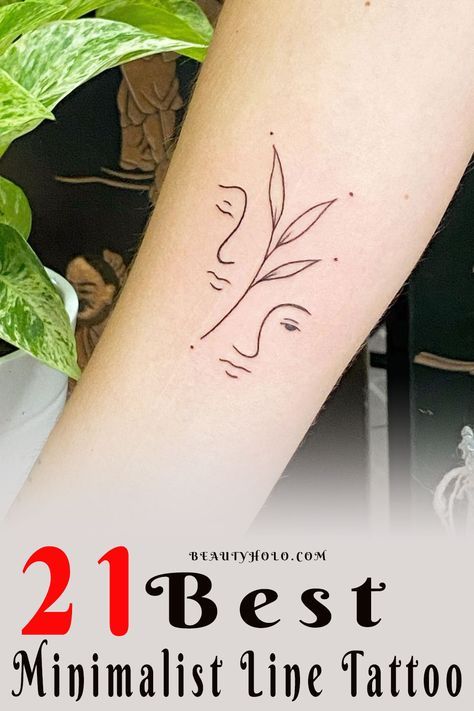 Line Art Plant Tattoo, Simple Single Line Tattoos, Line Art Tattoo Abstract, Single Line Tattoo Woman, Small One Line Tattoos, Cool Fine Line Tattoos, Out Line Tattoo, Minimalist Leaf Tattoo, Single Line Tattoo Minimalist