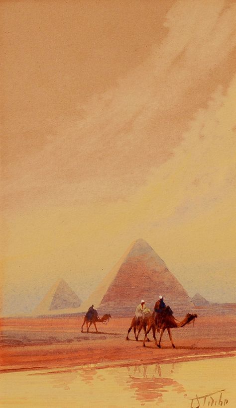 Egypt Painting, Egyptian Wallpaper, Arabic Desert, Wallpaper Backgrounds Egypt, Pyramid Painting, Ancient Arabian Aesthetic, Egyptian Landscape Art, Arabian Desert Aesthetic, Egypt Wallpaper