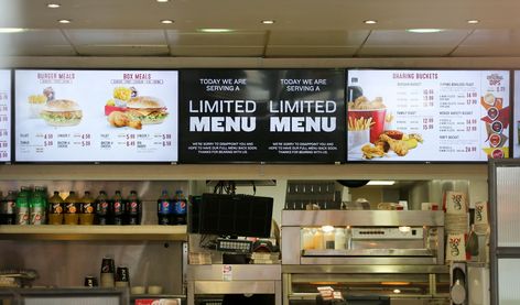 The inside story of the great KFC chicken shortage of 2018 Menu Signage, Menu Board Design, Restaurant Signage, Digital Menu Boards, Chicken Menu, Menue Design, Elegant Restaurants, Kfc Chicken, Menu Flyer