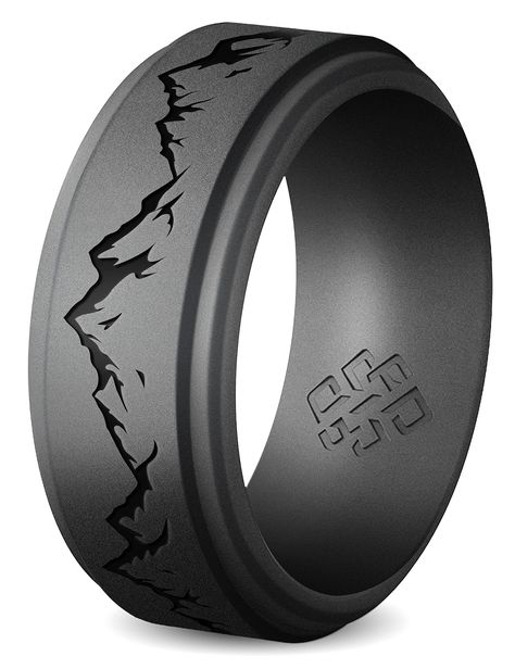 PRICES MAY VARY. 【 SOPHISTICATED DESIGNS LIKE NO OTHER 】Do you find most silicone wedding bands look alike? Stand out with our stunning 360º engraved silicone rings, designed in Canada. Individually laser-engraved for the most detailed, unique rings that other rubber wedding rings simply can't compete with. 【 MUST-HAVE FOR ACTIVE LIFESTYLE 】If you travel, gym, play sports, play music, cook, or love the outdoors - our silicone rings will accompany you 24/7 and never get in the way of enjoying lif Mens Silicone Wedding Ring, Silicone Wedding Rings Men, Cool Mens Wedding Rings, Male Rings Wedding, Obsidian Wedding Band, Black Mens Wedding Ring, Wedding Rings For Men Unique, Rubber Wedding Rings, Ranch Landscaping