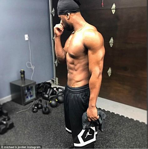 Totally ripped: Michael B Jordan posted a new Instagram picture on Monday that shows him shirtless and brawny Michael B Jordan Shirtless, Bowflex Workout, Michael Bakari Jordan, Chocolate Men, Men Health, Ripped Body, Michael B Jordan, Rugby Players, Men's Muscle