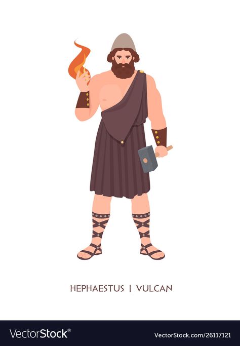 Hephaestus Costume, Vulcan God, Holding Fire, Roman Pantheon, Greek Mythology Characters, Olympian Gods, Mythological Characters, Fantasy Worlds, Greek And Roman Mythology