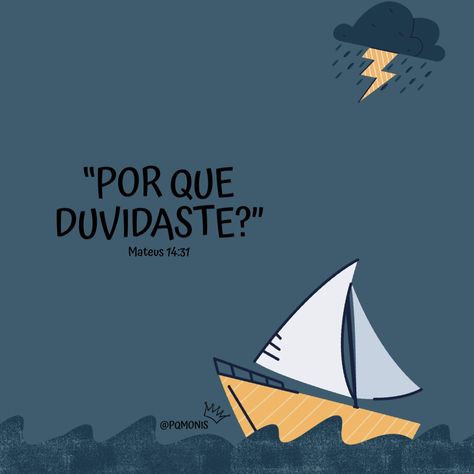 No meio do mar revolto, os discípulos perderam o controle da embarcação que era arremessada pelas ondas de um lado para o outro. Porém no meio da madrugada Jesus foi ter com eles andando sobre o mar. 👉🏼 O Mestre não os abandonou! Quando Jesus mandou Pedro andar sobre as águas e ele afundou, Jesus disse que ele era um homem de pouca fé. O discípulo estava confiante o suficiente para descer do barco em pleno mar sem pensar duas vezes, mas de repente ele desvia o olhar da direção onde estava Jesu Jesus Stories, God Is Good, Bible, Jesus, Memes, Quotes, Instagram