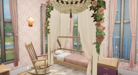 Fairytale Kids Room - Aurora - The Sims 4 Rooms / Lots - CurseForge Sims 4 Princess Room, Elf Bedroom, Toddler Princess Room, Sims 4 Rooms, Disney Princess Challenge, Fairy Bedroom, Princess Room, Sims 4 Game, Sims 4 Cc