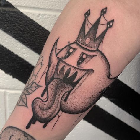 Super super stoked I got to tattoo this flash on someone!! I absolutely love Mario and would love to do more Mario characters!! 🥹 • • • • #mariotattoo #kingboo #kingbootattoo #tattoo #ink #inked #linework #tattoos #tattooartist #artist #femaletattooartist #womenintattooing #michigantattooartist #blackandgrey #blackandgreytattoo #ghost #ghosttattoo #firearmtattoo #stipple #stippleshade #stippleshading #videogametattoo #stippletattoo #3rl #tattoosofinstagram #tatt Super Mario Tattoo, Michigan Tattoos, Mario Tattoo, Video Game Tattoo, King Boo, Ghost Tattoo, Female Tattoo Artists, Star Tattoos, Stippling