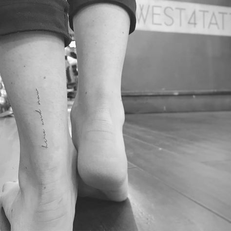 " here and now " .  .  .  #achillestattoo #smalltattoo #littletattoos #liltattoo #smalltat #small_tattoos #smalltattoo Achilles Tendon Tattoo, Heel Tattoos, Tattoo On The Back, Self Love Tattoo, Achilles Tendon, Small Tats, 4 Tattoo, Little Tattoos, Here And Now