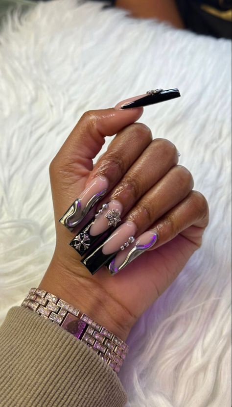 Grey Acrylic Nails, Grey Nails, Black Acrylic Nails, Long Acrylic Nail Designs, Colored Acrylic Nails, Simple Acrylic Nails, Classy Acrylic Nails, Exotic Nails, Acrylic Nails Coffin Pink