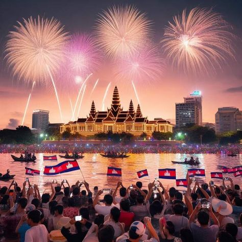 AI Khmer festival 🎇 Credit : AI បូណា កិសំណាង៕ Water Festival Cambodia, Water Festival, Cambodia, Thailand, Festival, Water, Quick Saves