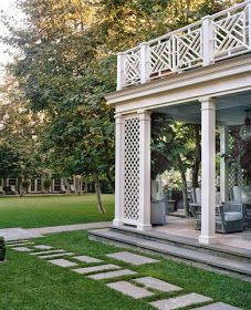 Eye For Design: Decorating With Fretwork Building A Porch, Porch Railing, Patio Style, Balcony Railing, House With Porch, Pergola Plans, Decks And Porches, Porch Patio, Outdoor Rooms