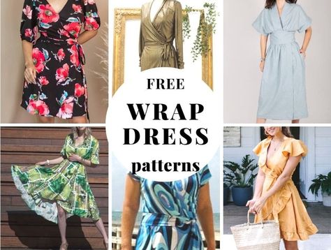 Vintage Wrap Dress Pattern, Wrap Dress Pattern Free, Wrap Dresses Diy, Dress Patterns For Women, Jersey Dress Pattern, Sweater Dress Pattern, Vintage Wrap Dress, Wrap Dress Sewing Patterns, Dress Sewing Patterns Free