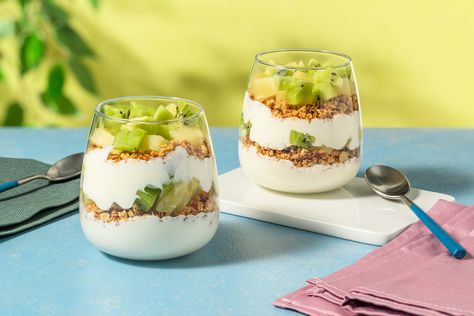 Piña Colada Style Breakfast Parfait Recipe | HelloFresh Pescatarian Meal Plan, Breakfast Parfait Recipes, Breakfast Parfait, Parfait Recipe, Parfait Breakfast, Hello Fresh Recipes, Parfait Recipes, Student Recipes, Family Meal Planning