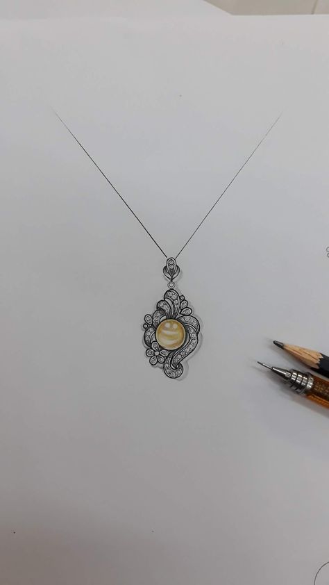 Necklace Drawing Sketch Simple, Jewellery Drawing, Necklace Drawing, Jewelry Sketches, Diamond Pendant Jewelry, Jewelry Sketch, Bridal Necklace Designs, Jewelry Knowledge, Diamond Pendants Designs