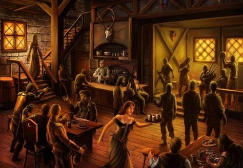 Listen online to the sound mix called: D&D fantasy Inn/pub/tavern. Taverna Medieval, Fantasy Inn, Medieval Tavern, The Kingkiller Chronicles, العصور الوسطى, Forgotten Realms, Fantasy Setting, Fantasy Places, Urban City