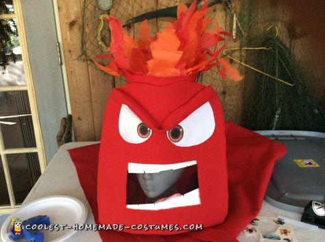 My son came to me after seeing the commercial for the DVD's release of Pixar's Inside Out and said: "Mom I want to be Anger for Halloween!" Sounds great, Anger Inside Out Costume, Inside Out Party Ideas, Inside Out Costume, Orange Tissue Paper, Halloween Sounds, White Christmas Lights, Book Week Costume, Diy Halloween Costume, Homemade Costumes