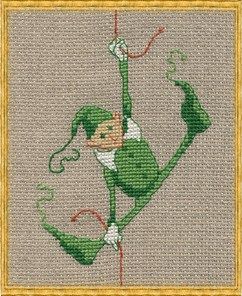 Elf hanging splits 1/2 Elf Cross Stitch, Cross Stitch Fairy, Xstitch Patterns, Winter Cross Stitch, Cross Stitch Christmas Ornaments, Cross Stitch Needles, Needlework Patterns, Cross Stitch Funny, Cross Stitch Patterns Christmas