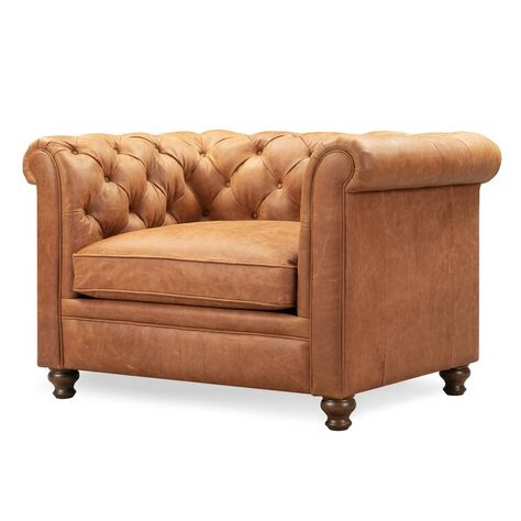 Bring elevated, polished allure to your living room or den with the avian lounge chair. Crafted in the chesterfield tradition, our chair features elegant rolled arms and diamond button tufting along with the seat back and sides. Its dyed Italian tanned leather upholstery is available in two options. Eight-way hand-tied seat support is topped by a high-density foam cushion with feather down for sublime softness. Its kiln-dried wood frame is corner blocked for superior durability, and its beveled Tan Kitchen, Poly And Bark, Arizona House, Poly & Bark, Leather Club Chairs, Leather Sofas, Leather Lounge Chair, Leather Couch, Leather Lounge