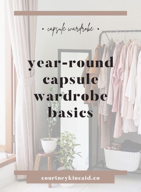 This comprehensive guide takes a look at my year-round capsule wardrobe basics and how you can build your first capsule. Features the actual items in my closet, ethical options, and budget friendly options! | www.courtneykincaid.co Year Round Capsule Wardrobe, Midi Button Down Dress, Work Capsule, Capsule Wardrobe Basics, Wardrobe Organisation, Birkenstock Sandals Arizona, Spring Capsule, White Midi, Wardrobe Basics