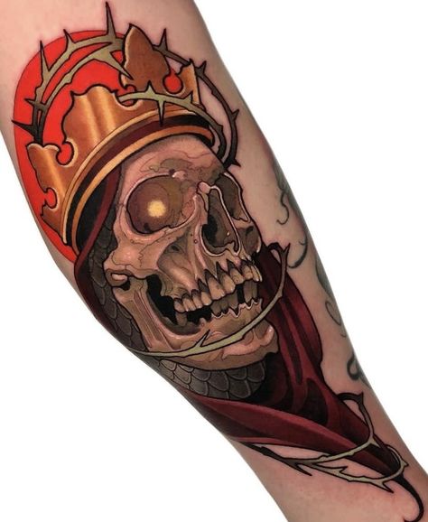 Neo Traditional Art, Detailed Tattoos, Neo Tattoo, Heaven Tattoos, Skull Reference, Tattoo Apprenticeship, Creepy Tattoos, Irezumi Tattoos, Tatuaje A Color