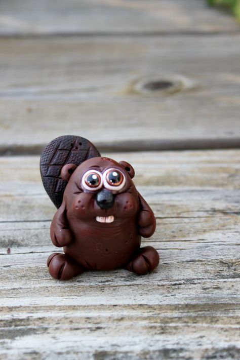 Polymer Clay Beaver, Beaver Sculpture, Fairy Tree, Polymer Clay Sculptures, Clay Figures, Driftwood Art, Clay Sculpture, Animal Coloring Pages, Clay Projects