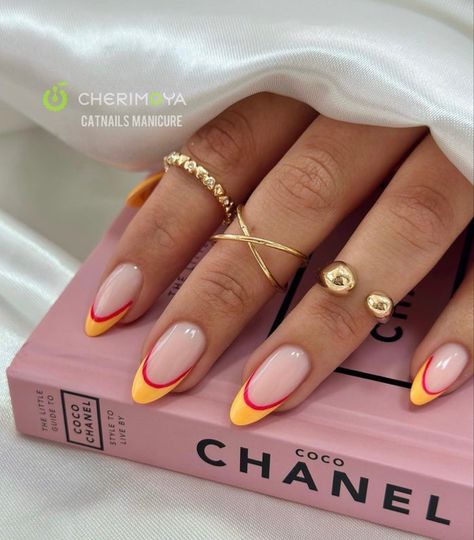 Summer Yellow Nails, Coloured French Manicure, Fun French Manicure, New Nail Colors, Gel Nails French, Yellow Nail Art, Yellow Nails Design, Asian Nails, Nail Colors Winter