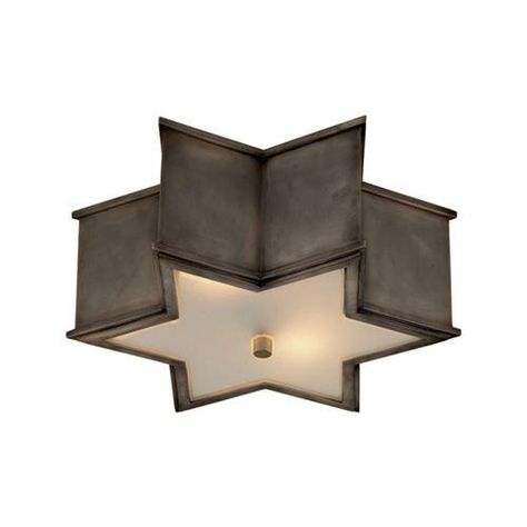 Visual Comfort AH4016GM-FG Alexa Hampton 2 Light Small Sophia Flush Bronze Mount in Gun Metal with Frosted Glass Star Lights On Ceiling, Sleeping Porch, Star Ceiling, Alexa Hampton, Mcgee & Co, Metal Stars, Glass Diffuser, Flush Mount Ceiling, Flush Mount Ceiling Lights