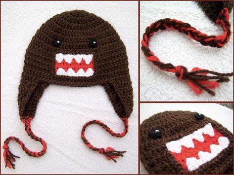 Domo Hat, Domo Kun, Crochet Character Hats, Scene Accessories, Hello People, Christmas Beanie, Earflap Hat, Crochet Fashion Patterns, Hat Ideas