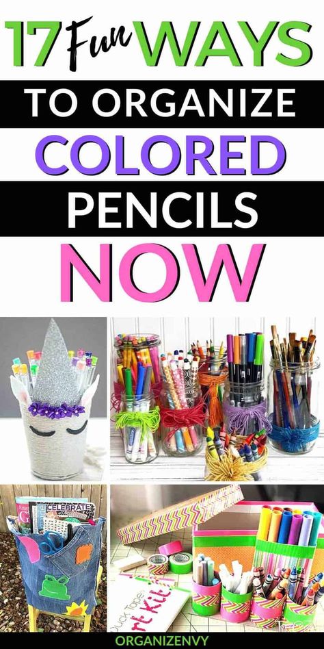 Fun and creative ways to organize and store colored pencils, pens, markers, paint brushes and other art supplies. Colored Pencil Storage, Store Art Supplies, Sharpie Tie Dye, Marker Storage, Pencil Organizer, Pencil Storage, Ways To Organize, Dj Equipment, Clever Ideas