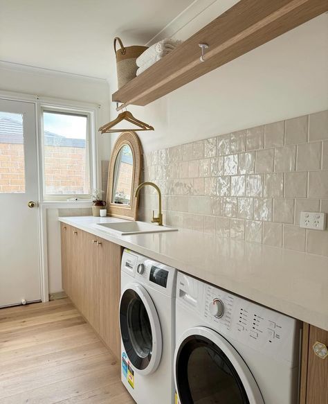 Mud Room Sink, Sink And Faucet, Laundry Room Sink, Round Kitchen, Concrete Sink, White Sink, Tile Work, Kitchen Taps, Brushed Brass