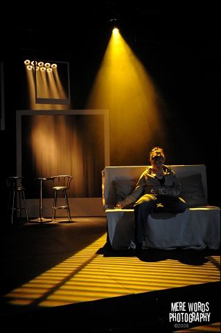 yellow backlighting with awesome gobo One Woman Show Theatre, Gobo Lighting Theatre, Stage Lighting Aesthetic, Stage Lighting Design Theatres, Yellow Stage Lighting, Back Stage Aesthetic, Red Stage Lighting, Theatre Stage Aesthetic, Stage Lights Aesthetic