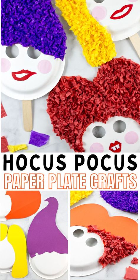 Hocus Pocus Halloween Paper Plate Craft • Kids Activities Blog Hocus Pocus Preschool Craft, Hocus Pocus Activities For Kids, Hocus Pocus Activities, Hocus Pocus Crafts For Kids, Hocus Pocus Crafts, Hocus Pocus Movie Night, Halloween Library, Disney Themed Classroom, School Custodian