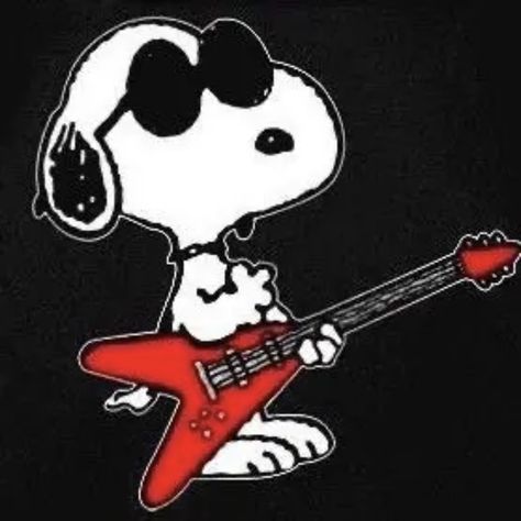 Cartoon Dog, Snoopy, Guitar