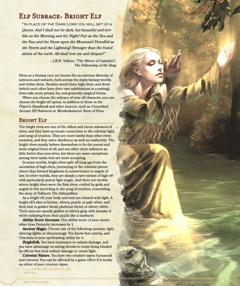 Lord Of The Rings Dnd 5e, Elf Subraces Dnd, D&d Elves, Elf Mythology, Elf Races, Dnd Npc Ideas, Dnd Celestial, Celestial Dnd, Zelda Dnd