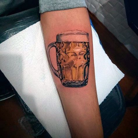 Mens Tattoo Beer Design Beer Glass Tattoo, Drinking Tattoos, Beer Tattoo, Beer Tattoos, Glass Tattoo, Beer Photos, Tatuaje A Color, Tattoo Designs For Men, Beer Drinking