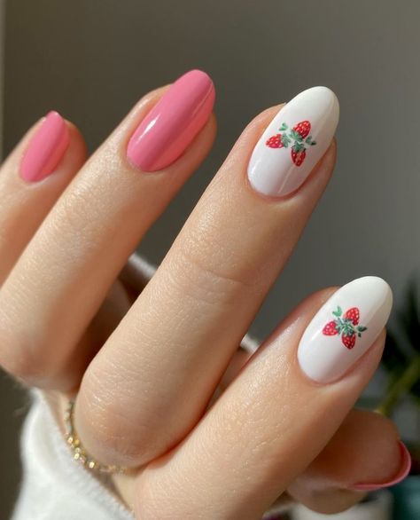 Cottagecore Nails, Nails Almond Shape, Cherry Nails, Simple Gel Nails, Cute Summer Nails, Almond Shape, Nails Almond, Short Acrylic Nails Designs, Nails 2024