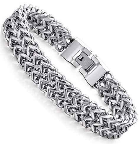 FIBO STEEL Stainless Steel 12MM Two-strand Wheat Chain Bracelet for Men Punk Biker Bracelet,8.0 inches Biker Bracelet, Tungsten Mens Rings, Bracelets Silver, Jewelry Clasps, Bracelet Online, Silver Chain Bracelet, Bracelet For Men, Mens Accessories Jewelry, Mens Jewelry Bracelet