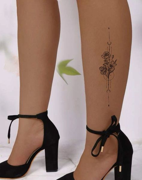 Powerful Women Tattoos Design, Flower Of Life Tattoo, Henna Inspo, Panda Tattoo, Geometric Rose, Geometric Tattoos, Sun Tattoos, Cool Small Tattoos, Leg Tattoo