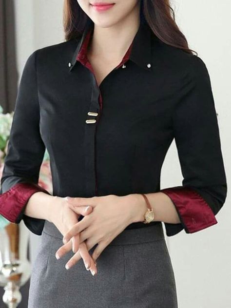 Satin Fomal Shirt Stylish Pattern. All Sizes Available ( S,M,L,XL,2XL,3XL,4XL,5XL ) Very Soft And Comfortable Fabric, To work in a professional Atmosphere. Free Shipment all over Delhi NCR, kindly DM for placing order. Long Sleeve Blouses, Formal Shirt, Plain Blouse, Simple Blouse, Mode Casual, Work Outfits Women, Women Shirts Blouse, Fall Fashion Trends, Work Blouse