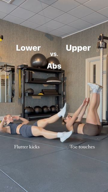 Zoë&Emily | ONLINE FITNESS COACHES on Instagram: "UPPER VS LOWER ABS Aside by side alternatives for a “upper” abs focus Vs a “lower” abs focus! Please don’t forget that these exercise will only put more emphasis on a specific part of your abdominis rectis as you won’t be able to completely isolate one section of this muscle! These are great exercises to do if you’re away over christmas or can’t access a gym! We hope your found this one helpful guys! 🫶🏼 Wearing @gymshark @hamiltonshonour Upper Abs Workout For Women, Abs Workout Women, Upper Abs Workout, Workout For Women Gym, Upper Ab Workout, Workout For Women At Home, Upper Abs, Workout Women, Abs Workout Gym