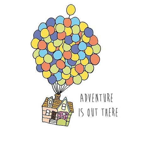 Adventure Is Out There Up House Illustration, Up The Movie Drawings, Up Adventure Is Out There, Up Disney Drawing, Adventure Is Out There Tattoo, Disney Up Tattoo, Disney Illustration Art, Up Movie House, Enchanted Movie