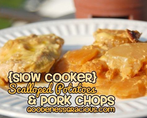 Scalloped Potatoes And Pork Chops, Pork And Potatoes, Scalloped Potato Casserole, Slow Cooker Scalloped Potatoes, Scalloped Potatoes Crockpot, Paula Dean, Slow Cooker Casserole, Pork Chops And Potatoes, Pork Chop Dinner