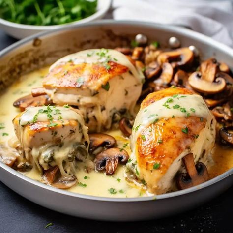 Cheesy Garlic Butter Mushroom Stuffed Chicken - Life with Susan Garlic Butter Stuffed Chicken, Garlic Butter Mushroom Stuffed Chicken, Italian Style Meatloaf, Mushroom Stuffed Chicken, Cajun Corn, Cilantro Ranch, Parmesan Meatloaf, Pie Peach, Pecan Pie Cookies