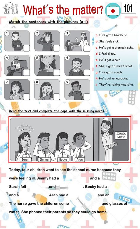 Illnesses and health problems online worksheet for 5°. You can do the exercises online or download the worksheet as pdf. Matter Worksheets, English Teaching Materials, Vocabulary Lessons, Speaking Activities, English Worksheets For Kids, Learn English Grammar, Good Vocabulary Words, Good Vocabulary, English Lessons For Kids