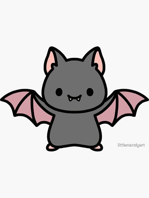 "Bat" Sticker by littlemandyart | Redbubble Art Cute Easy, Cute Halloween Drawings Doodles, Cute Halloween Doodles, Halloween Illustration Art, Illustration Art Cute, Vampire Cartoon, Cute Halloween Drawings, Bat Sticker, Cartoon Bat